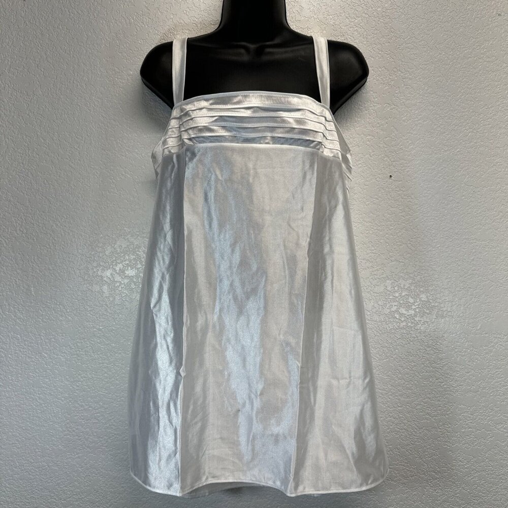 NWOT Womens Slip Dress Vintage White Lingerie Wide Straps  Sz Large Silky Satin